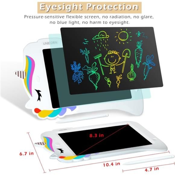 LCD Drawing Writing Tablet - Drawing Pad Doodle Board (White Unicorn) - Picture 3 of 7